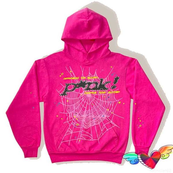 

men's hoodies sweatshirts y2k young thug pink sp5der 555555 hoodie men women foam print spider web graphic 555555 sweatshirtsvzpm, Black
