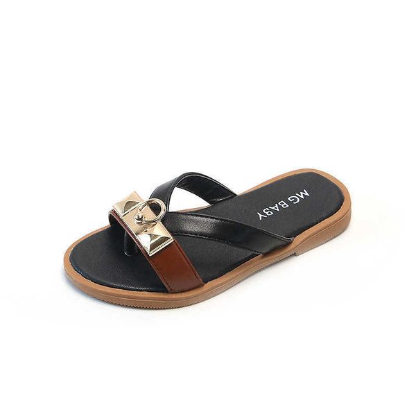 

slipper 2022 summer new style kids drag pin foot vacation beach wear casual flat sandals and slippers sequins non-slip for children t230105, Black;grey