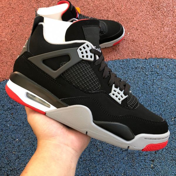 

shoes jumpman 4 bred black red men women designer 4s black/cement grey-summit white-fire sports sneakers original us55-13