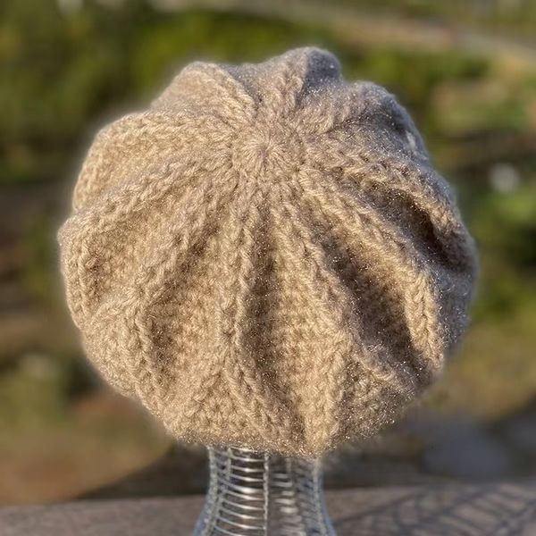 

beanie skull caps winter women s beret knitted hooded beanie hat multicolor ski solid french flower sombreros 230104, Blue;gray