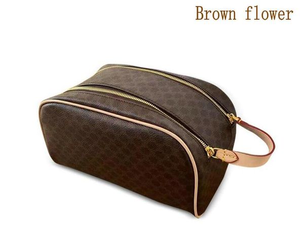 

womens luxury travelling toilet bag designer wash handbag business double zipper leather capacity cosmetic bags toiletry pouch mak239s