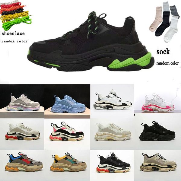 

with box designer balencaigaitys shoes paris 17fw fashion shoe dad shoes triple s sneakers for men women spring chaussures navy blue blac ub, Black