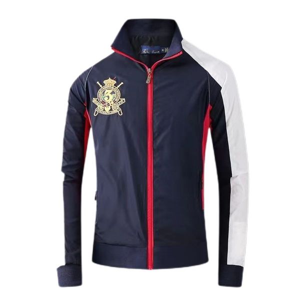 

men's jacket coat polos outdoor sports embroidery stitching 2023 new long-sleeved european and american autumn and winter casual color, Black;brown