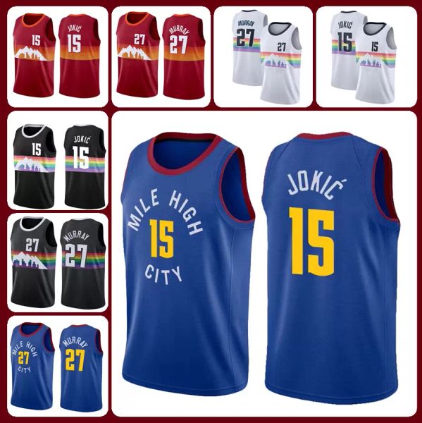 

denver''nuggets''basketball jersey15 jokic jamal 27 murray mens shirts, Black;red