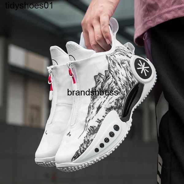 

wade's way of landscape painting 9 high shoes basketball shoes for men and women hollow out soles shock absorption comfortable running, Black