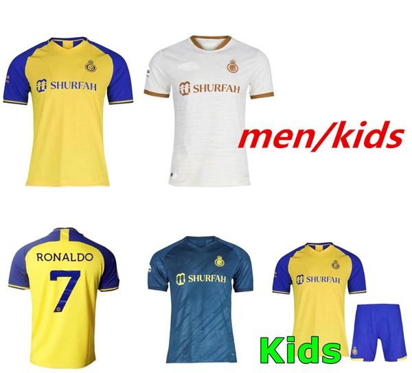

al nassr fc soccer jerseys ronaldo 2022 2023 home yellow away 22 23 cr7 gonzalo martinez talisca ghislain konan vincent aboubakar men footba, Black;yellow