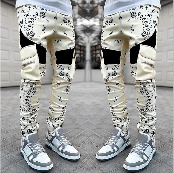 

high street designer cargo pants men multi-pocket trousers elastic waist drawstring streetwear hip hop sweatpants fashion joggers harajuku c, Black