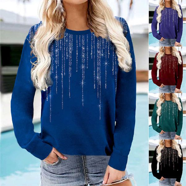 

women's t-shirt women's autumn winter elegant pullover casual loose long sleeve t-shirt abstract ptint daily oversize o-neck sweat, White