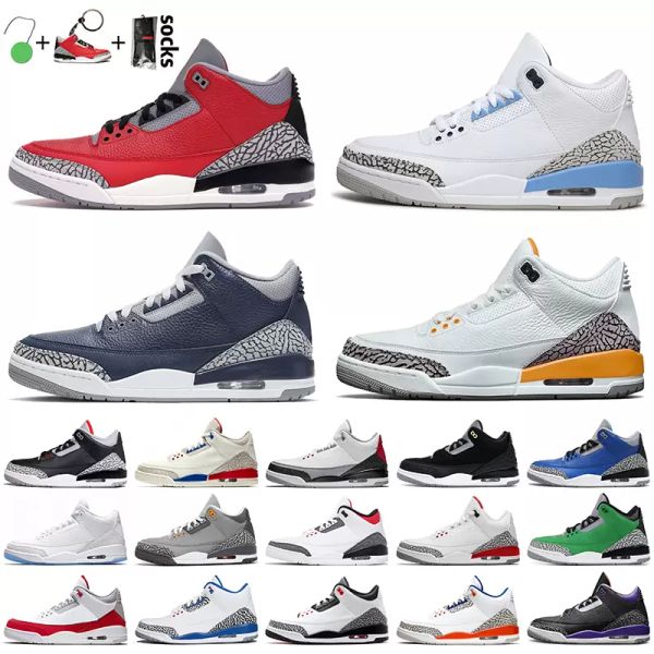 

men basketball shoes 3s cardinal red black white cement unc tinker cool grey racer blue pine green mens trainers sports sneakers size 36-48