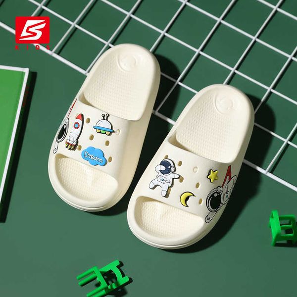 

slipper baasploa 2022 summer children slippers boys girls slipper anti-slip child beach shoes baby home sandals kids cartoons flip flops t23, Black;grey