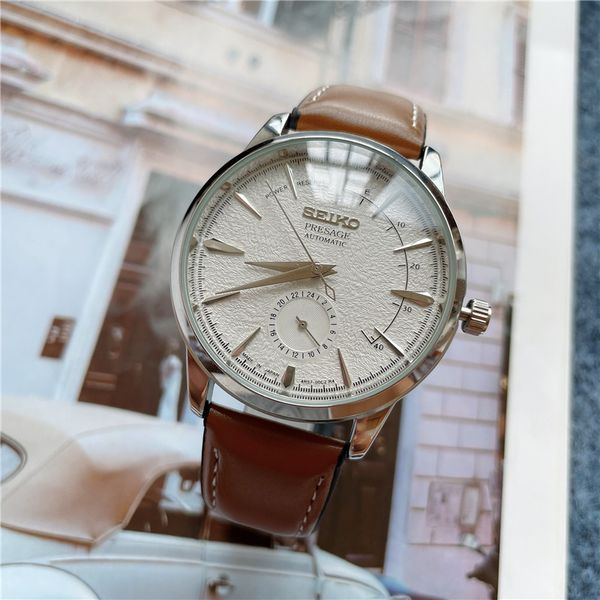 

Wristwatches Exquisite Watch Men Quartz Fashion Casual Four Pin Dial Comfortable Leather Band Glow Pointer High Performance 230103, White