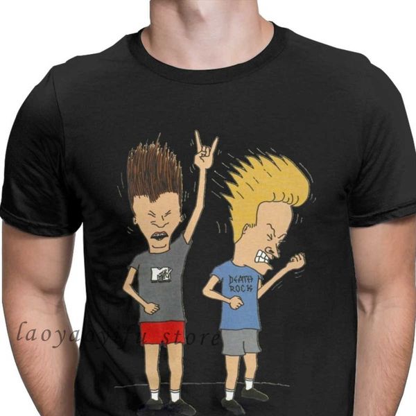 

men's t-shirts men beavis butthead rock tshirt male extended t shirt comic punk hombre summer oversized t-shirt hipster roupas masculi, White;black
