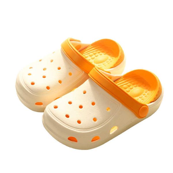 

slipper 2022 summer new hole shoes breathable non-slip children sandals toes-capped home slipper cute hollow for boys and girls fashion t230, Black;grey