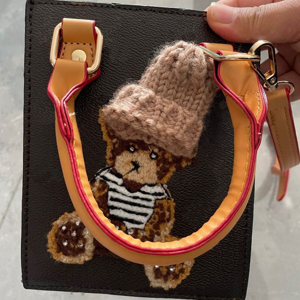 

mini shoulder bags lady leather wallets fashion womens crossbody handbags lady clutch little bear totes cross body handbag, Red;black