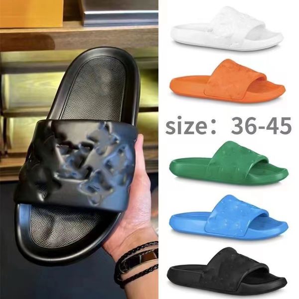 

2023 slippers waterfront embossed mule rubber slide beach sandals men women white orange black green olive summer shoes sneakers 36-45