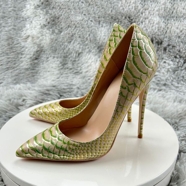 

crocodile effect red bottom shoes women pointed toes 12cm 10cm 8cm high heel shoes ladies designer stiletto pumps for party show 2023 luxury, Black