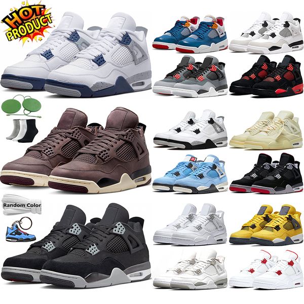 

jumpman 4 4s basketball shoes violet ore midnight navy red thunder sail black cat pure money university blue white oreo orange metallic rapt