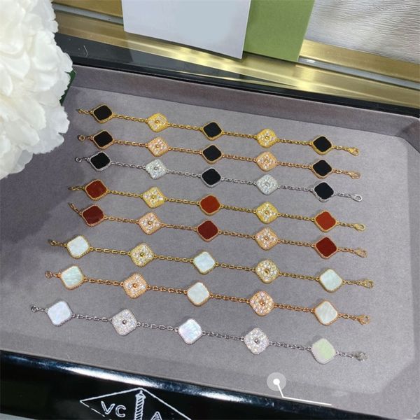 

charm bracelet chain valentines day party wedding designer jewelry friendship bracelets for 2 friends luxury clover braceletes couple gifts, Golden;silver