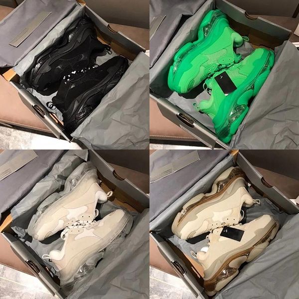 

with box designer balencaigaitys shoes mens triple s clear sloe sneakers designer platform sneakers vintage air dad trainers clear bubble wz, Black