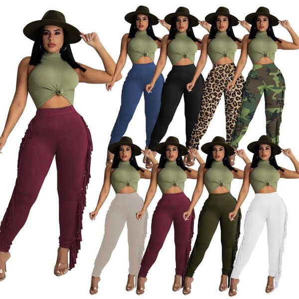 

women pants designer 2023 new slim cute sports casual tassel leggings plus color trousers 8 colours s-xxl, Black;white