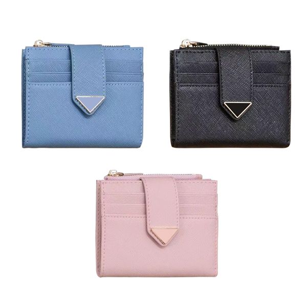 

designer with box vintage wallets cards holder triangle saffiano 9 card slots womens mens luxury cardholder snap closure smooth leather card, Red;blue