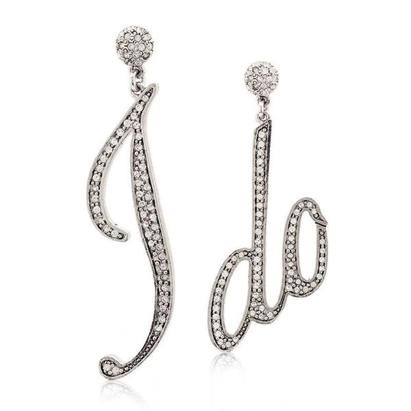 

simple and asymmetrical english letters long earrings for women with diamonds european and american retro earrings 230107, Golden