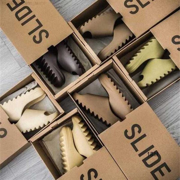 

yezzzy slides kany slippers shoes sandals women rubber onyx slide runner runr mxt moon gray carbon flax cream clay ochre white pure foam sli, Black