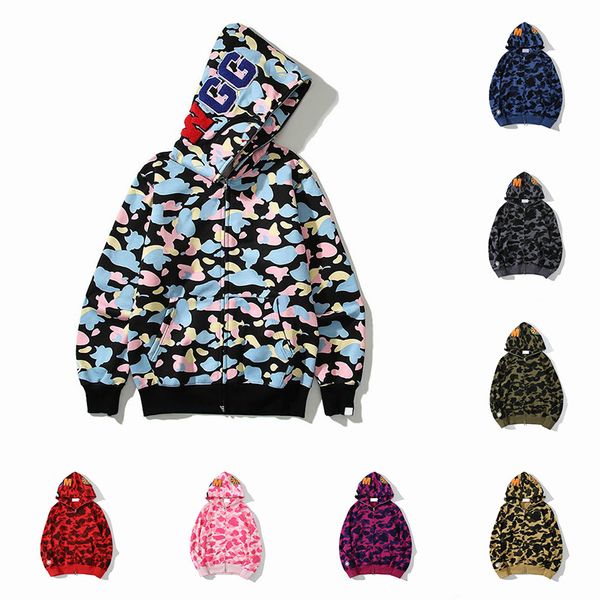 

shark hoodies mens womens fashion men deisigners hoody stylist cartoon sharks printing hoodies jacket man high1 quality casual sweatshirts s, Black