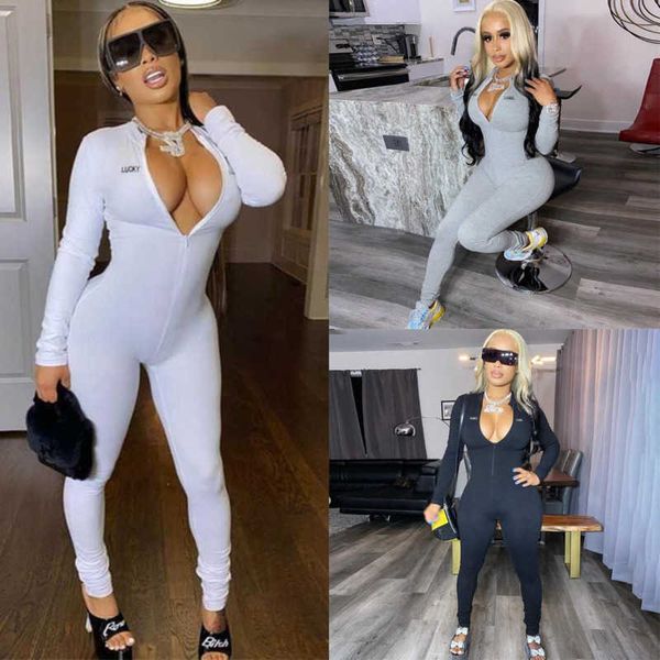 

designer women jumpsuits fashion embroidered bodysuits hip lifting zipper onesies ladies casual sports rompers, Black;white