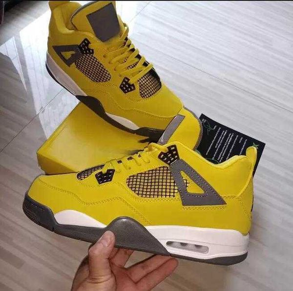 

2023 jumpman og with box 4 lightnings mens basketball shoes thunder red black white oreo 4s yellow white-dark blue grey outdoor sports sneak
