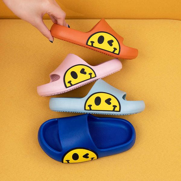 

slipper children' slippers summer smile face cute beach shoes for boys girls waterproof antiskid bathroom kids slippers soft baby shoe, Black;grey