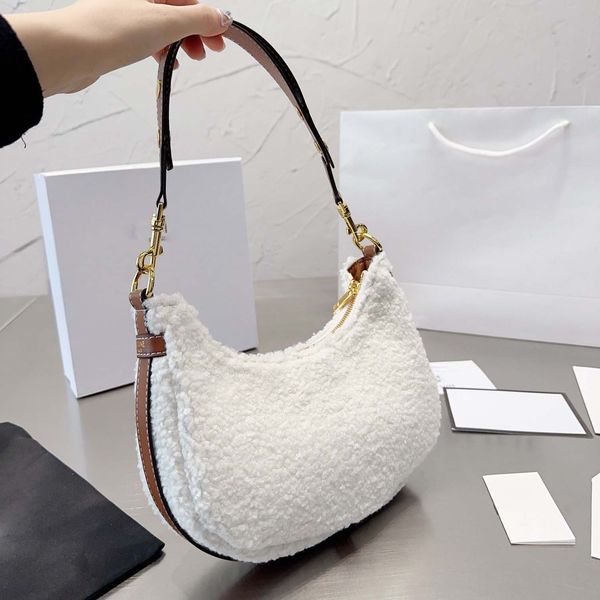 

bags totes handbag designer bag women classic imitation famous brand leather plush splicing shoulder crescent bag fashion commuting party wa