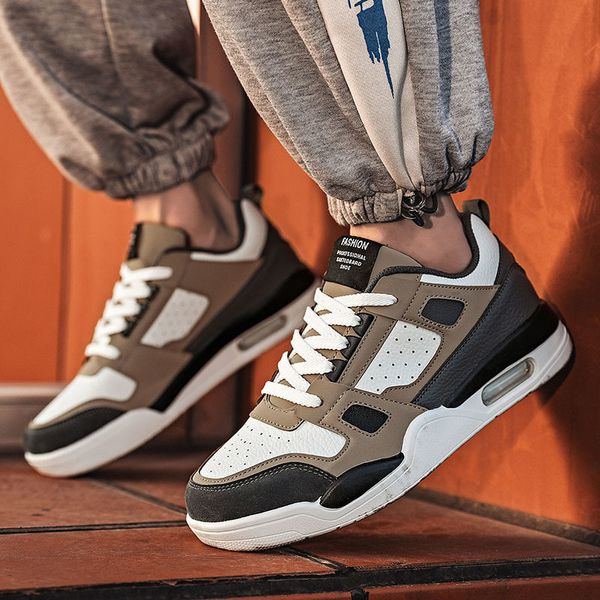 

dress shoes mens casual fashion male sneakers air cushion breathable sports running pu mesh tenis masculino adulto men shoe 230105, Black