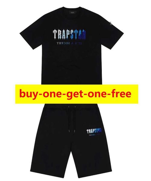 

mens trapstar t shirt embroidery short sleeve outfit chenille tracksuit black cotton london streetwear s-2xl5, White;black