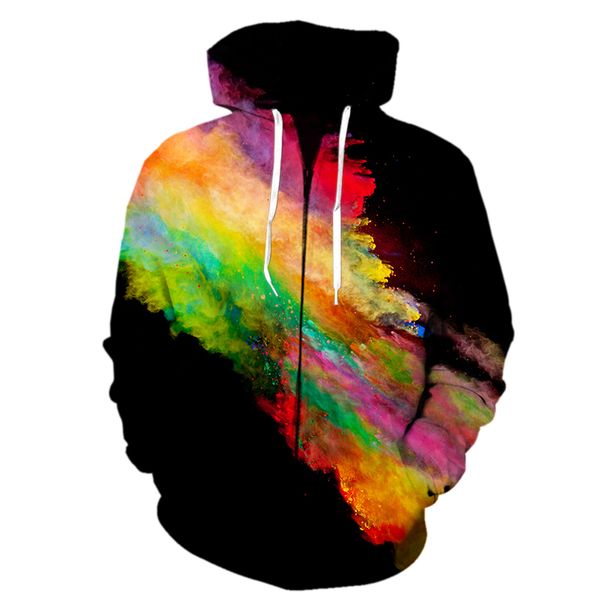 

men's hoodies sweatshirts spring and autumn fashion speckled tie dye pattern 3d print casual sweatshirt funny zipper 230104, Black