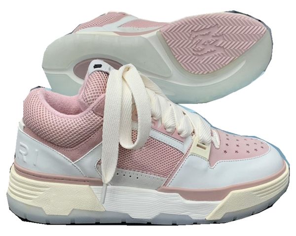 

designer men ami basketball shoes womens pink mesh leather stitching chunky sneakers military black white couple shoe large size customizati