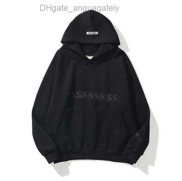 

luxury men's sweatshirts jackets essentials ess hoodies men women chest letter pullover loose hooded sweatshirt sweater casual hoodie, Black