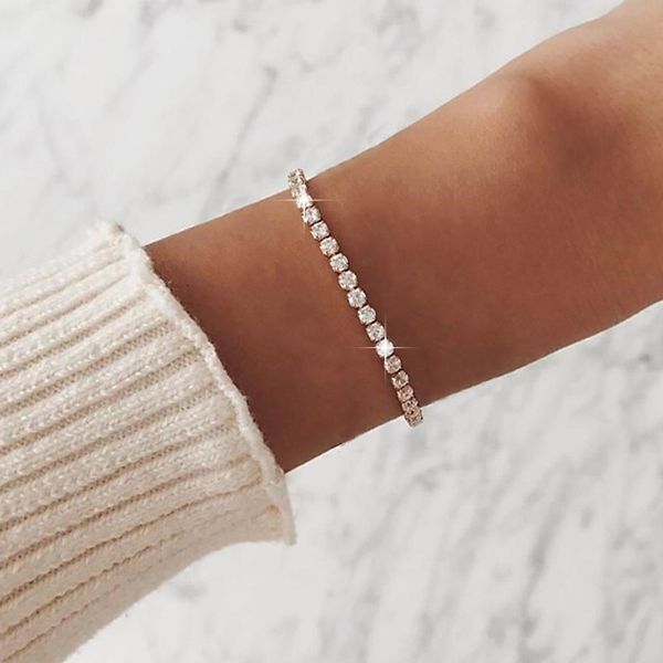 

bangle women crystal bangles elastic round bracelets for female gold color wrist accessories fashion wedding jewelry 230104, Black