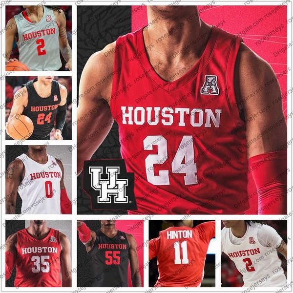 

custom custom houston cougars basketball 24 quentin grimes 0 marcus sasser 2 caleb mills 12 tramon mark ncaa men youth kid jerseys s-4xl, Black