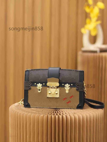

2023 new designer bag trunk clutch color matching box bag leather women shoulder bag clutch handbag luxury crossbody package tote top, Red;black
