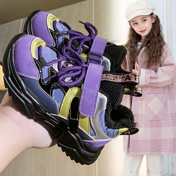 

sneakers girls' cotton shoes winter children sports girls kids thickened zapatillas nio 230105, Black;red