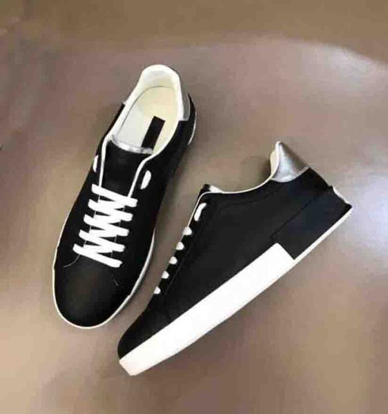 

22s/s casual shoes leather calfskin nappa portofino sneakers shoes luxury brands comfort outdoor trainers men walking eu38-46, Black