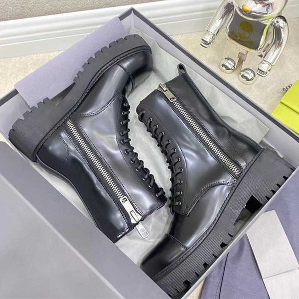 

thick soled martin boots british leather big head short boots, Black