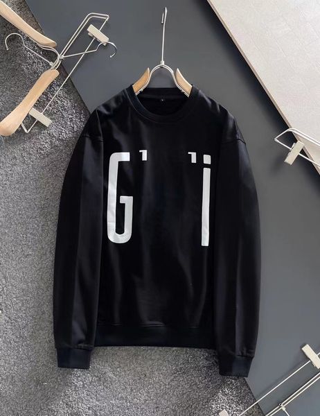 

22 autumn and winter new anniversary 1921 series pure cotton wool trap jumper men's and women's logo printed round neck hoodie, Black