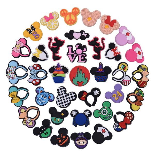 

anime charms wholesale childhood memories mouse ears bow funny gift cartoon charms shoe accessories pvc decoration buckle soft rubber clog c, Blue