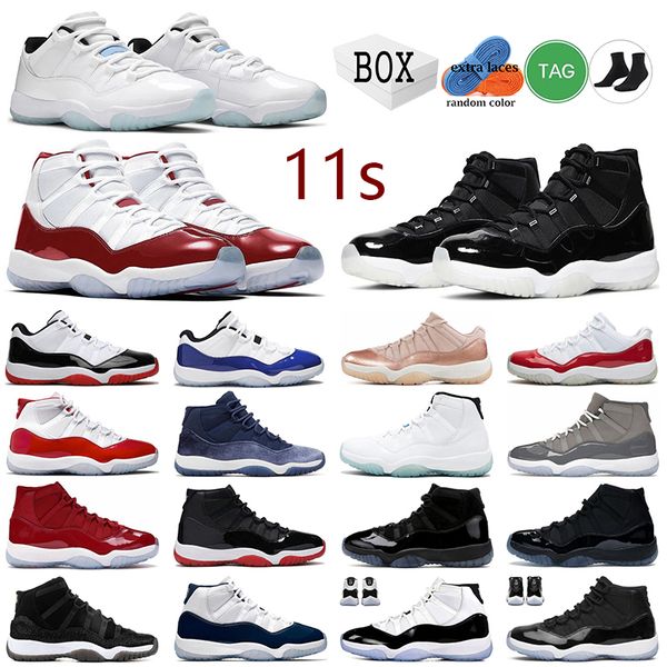 

jumpman 11s with box basketball shoes 11 cherry midnight navy cool grey prom night gamma blue jubilee 25th anniversary low bred designer, Black