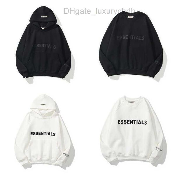 

luxury men's sweatshirts ess jackets hoodies men women essentials chest letter sweater sportswear hooded casual pullover couple jacket, Black