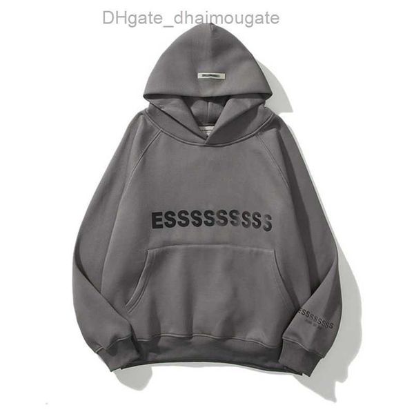 

men's essentials luxury sweatshirts jackets ess hoodies men women chest letter pullover loose hooded sweatshirt sweater casual hoodie, Black