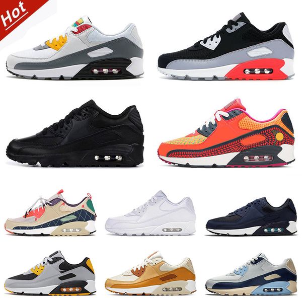 

2023 classic 90s men women running shoes 90 peace love triple black white polka dot wolf grey cool grey day of the dead red camo bred traine