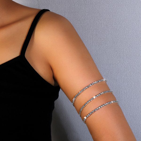 

bangle boho simple crystal arm bracelet cuff for wedding women fashion chain body jewelry harness accessories 230104, Black